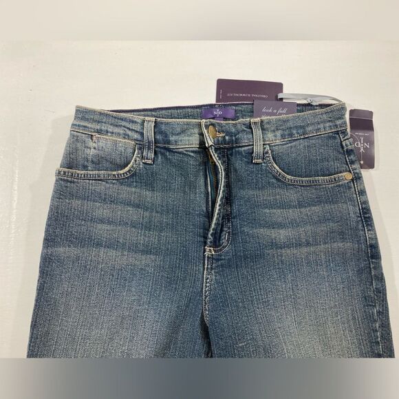 NYDJ Marilyn Jeans Size 6 Blue Denim Straight Leg Mid Rise Distressed #7017U - Picture 4 of 12